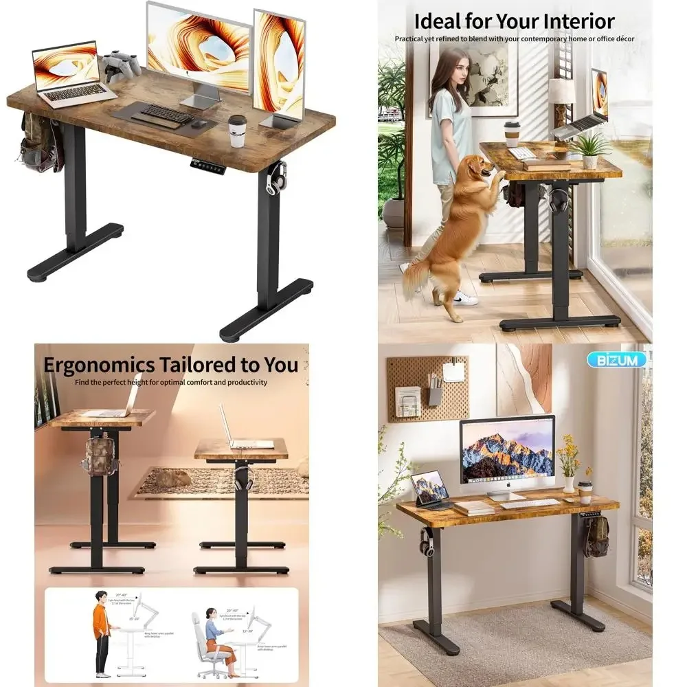 Electric Standing Desk Adjustable Computer Desk for Home Office and Gaming, 48x24 inches, Black Frame, Memory Desks