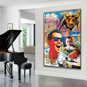 Graffiti The Wall Wolf Street Film Poster Leonardo DiCaprio Ladung Bullen Motivationsgeld Leinwand Malerei Wanddekoration Haus 10 Hauptumsatz Leonardo DiCaprio Puppe - №10