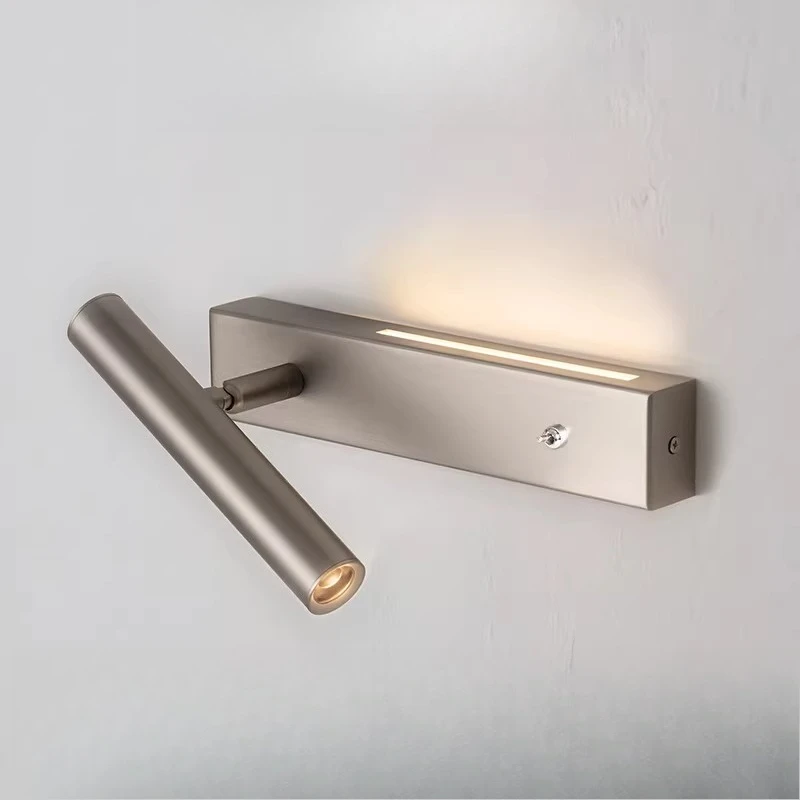 

Light luxury bedroom bedside wall lamp All copper simple eye protection Full spectrum sofa background wall with switch reading