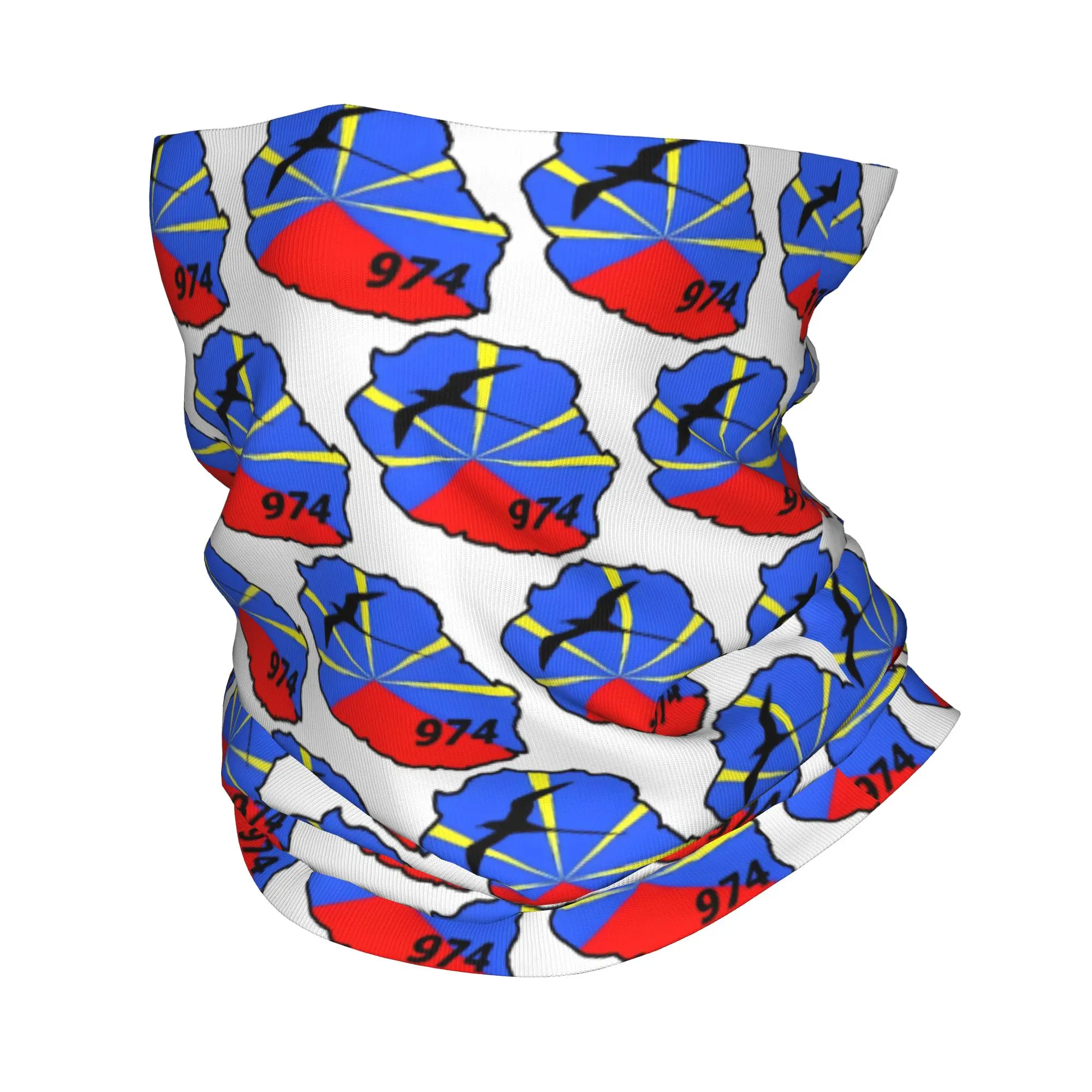Cache-cou et Bandeau Hiver Unisexe avec Drapeau de l'Île de la Réunion Volcanique Française 974 – Idéal pour la Randonnée, le Camping, comme Écharpe Tubulaire ou Bandana Facial