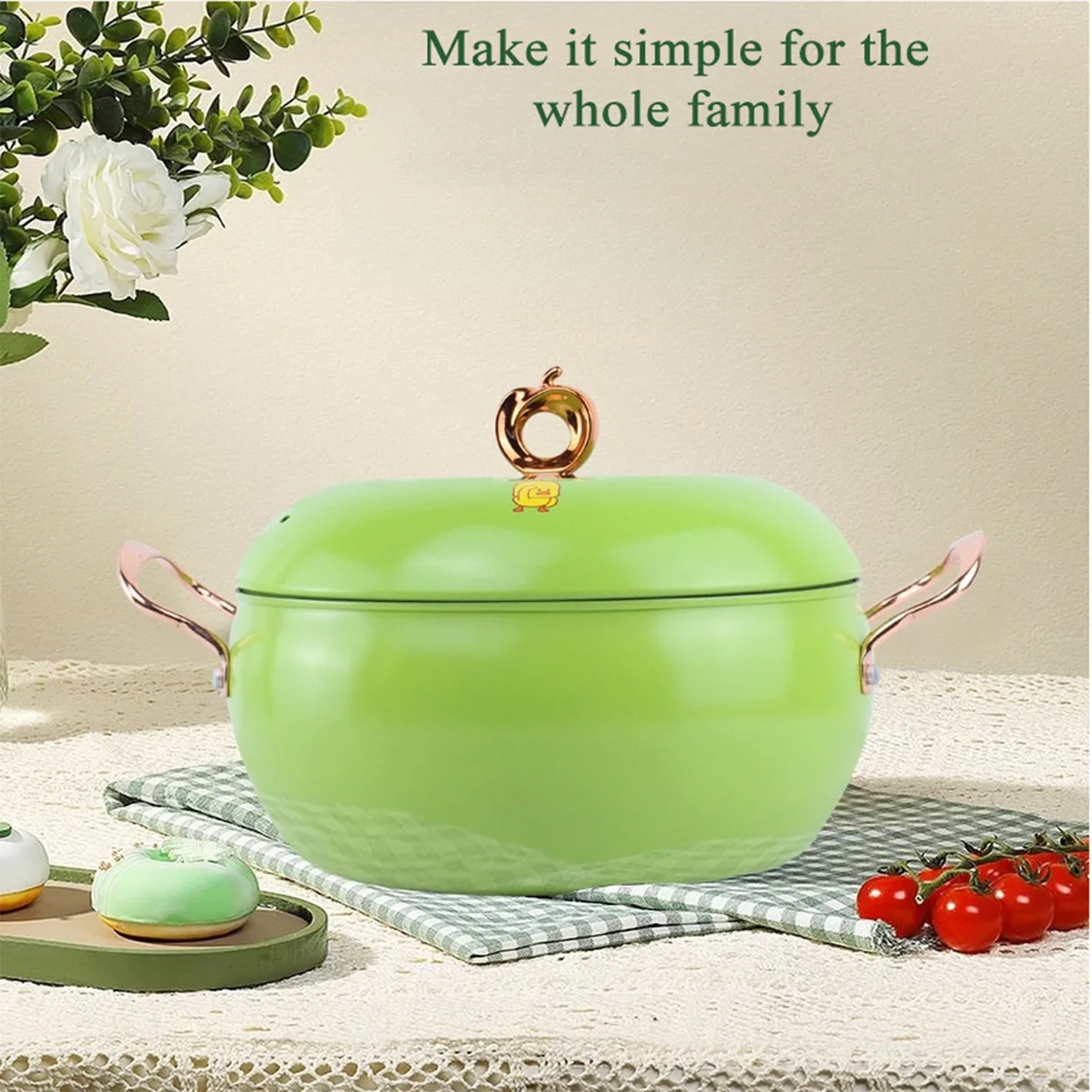 Stew pot，New Apple Soup Pot，Large Capacity Non-Stick Cooking Pot, 8L, Fine Iron, Double Ear Stew Pan, Home Health Pan