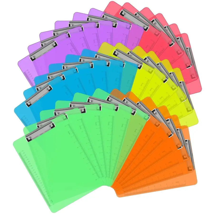 

Clipboards, 36 Pack Clear Colored Clipboards, Low Profile Clip Board 12.5 x 9 Inch Standard Letter Size, Office Supplies Classro