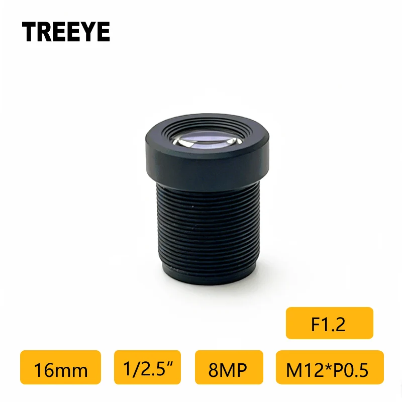 Lente F1.2 Starlight de 16 mm, 1/2.5″ HD 4K, 8 Megapíxeles, Lente M12, Lente CCTV de 8MP, Lente para Cámaras IP, M12 para Cámaras de Vigilancia CCTV HD