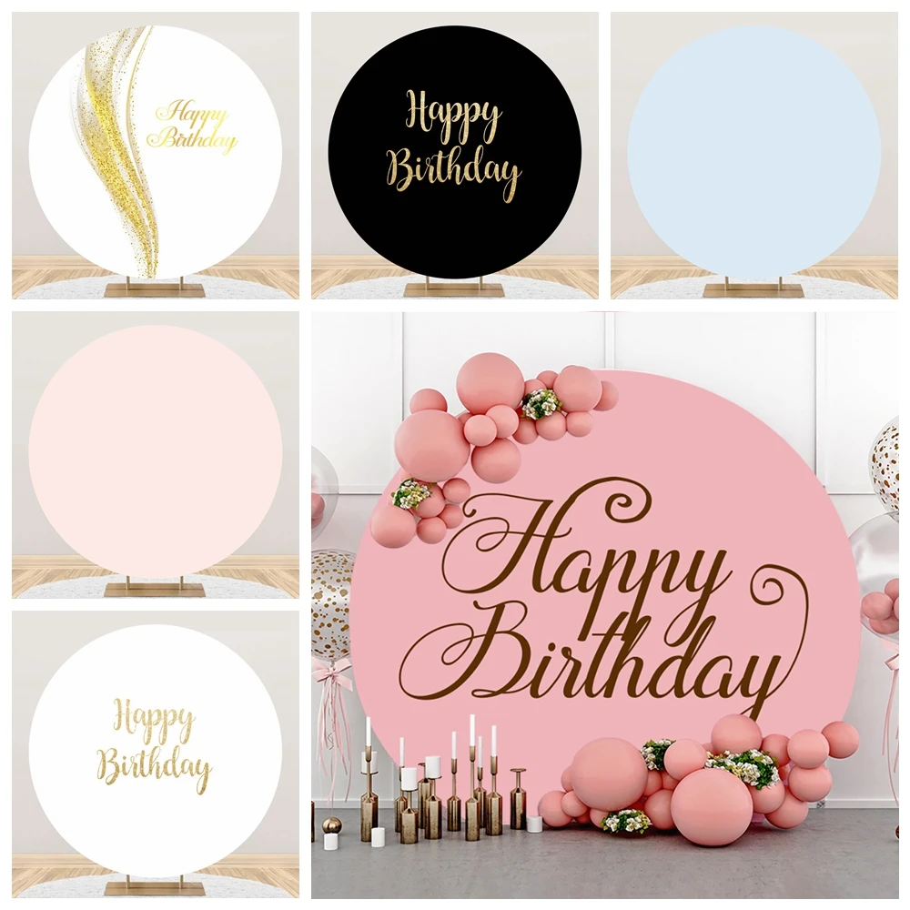 White Round Backdrop Cover For Birthday Party Pink Black Circle Backdrop Baby Shower Photography Background Decoration Props