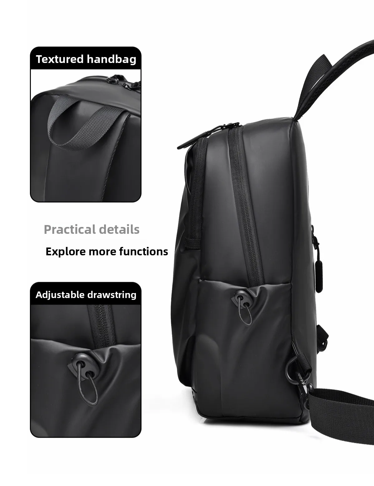 New Minimalist Men's Chest Bag, Fashionable Multi-functional Crossbody Bag, Casual Large-capacity Sporty Small Crossbody Bag