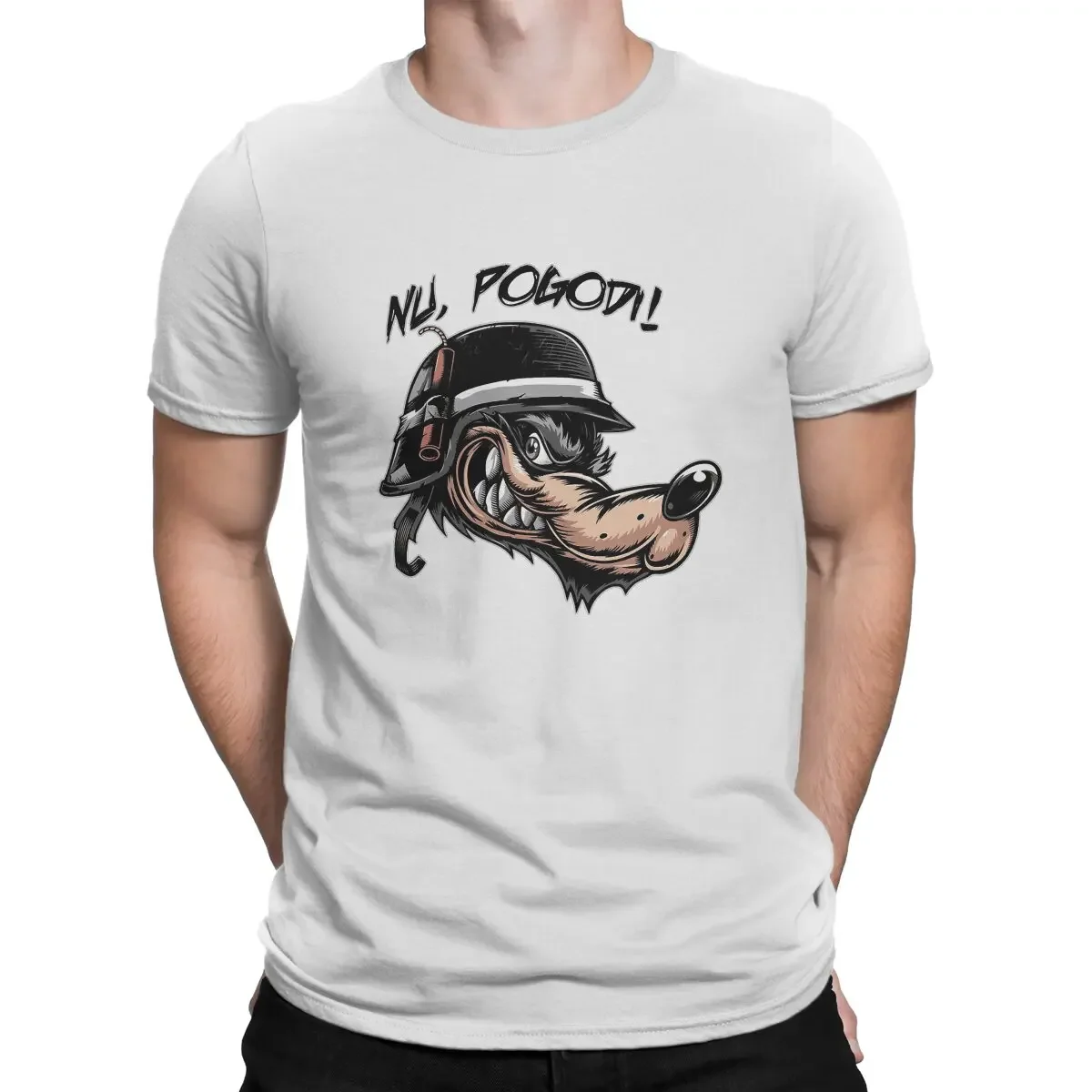 Русская Классическая футболка с волком для мужчин Nu Pogodi The Hare Catoon, стиль одежды, полиэстер, мягкая Тяжелая мужская одежда herren Informal2024