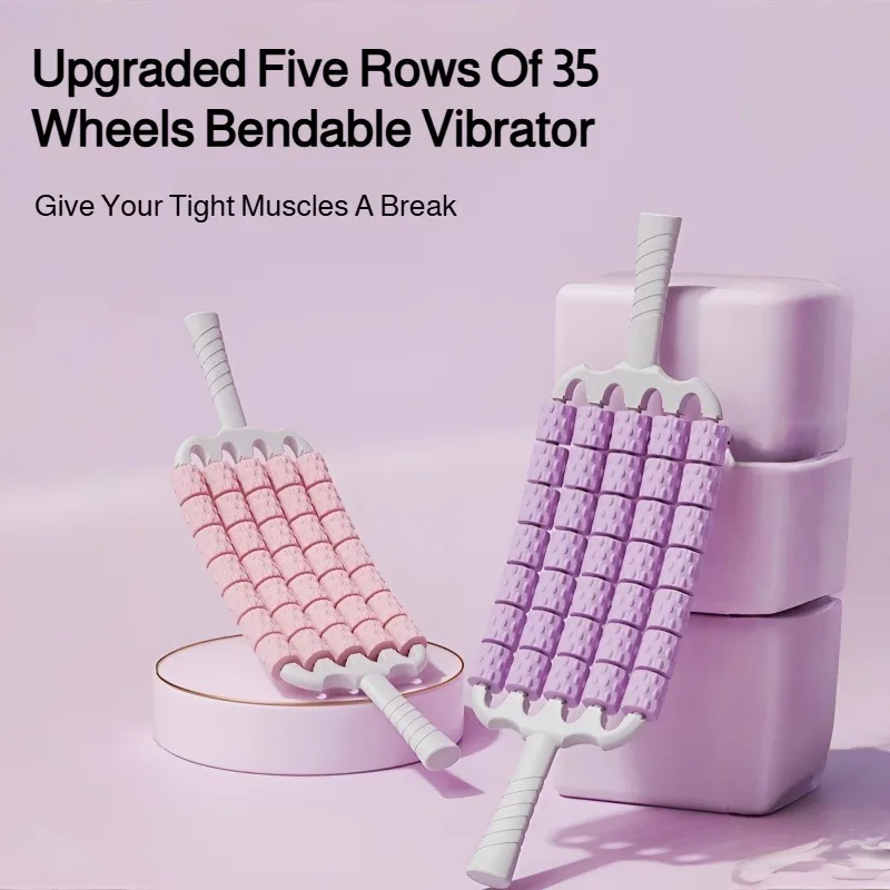 

3D Reflexology Press Massager Stick, New Upgraded 5-Row Roller Non-Slip Grip, Bendable Full Body Tool, for Home Relaxation Use