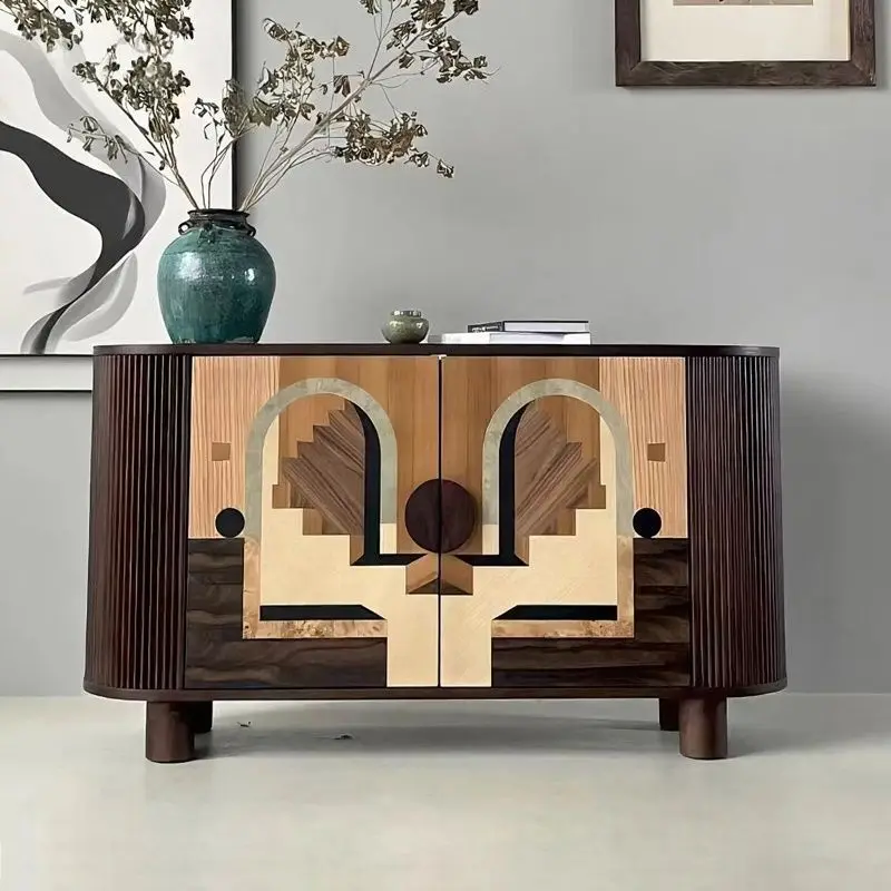 French vintage solid wood entryway cabinet sideboard home storage cabinet vintage squirrel decoration storage cabinet