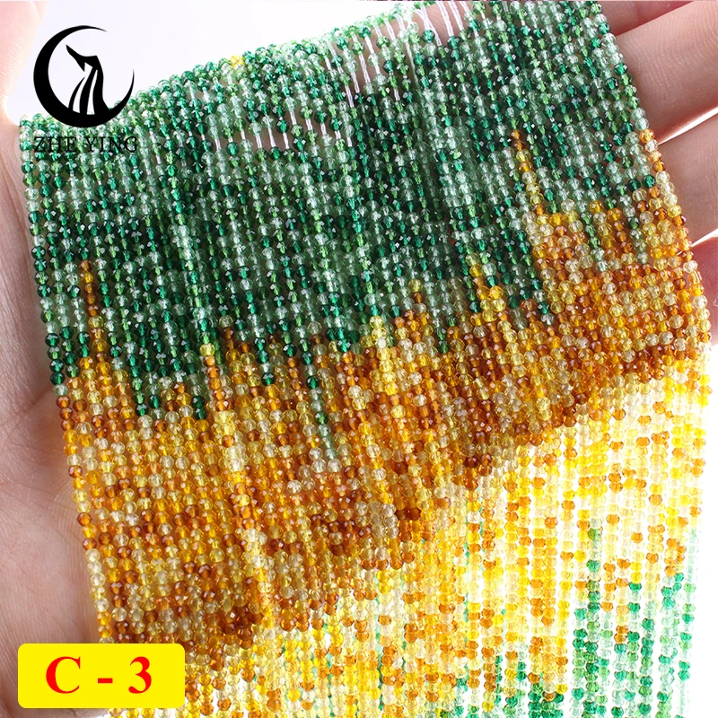 Zhe Ying 2mm Gradient Crystal Beads Loose Faceted Round Glass Beads for Jewelry Making Bracelet Necklace DIY Accessories