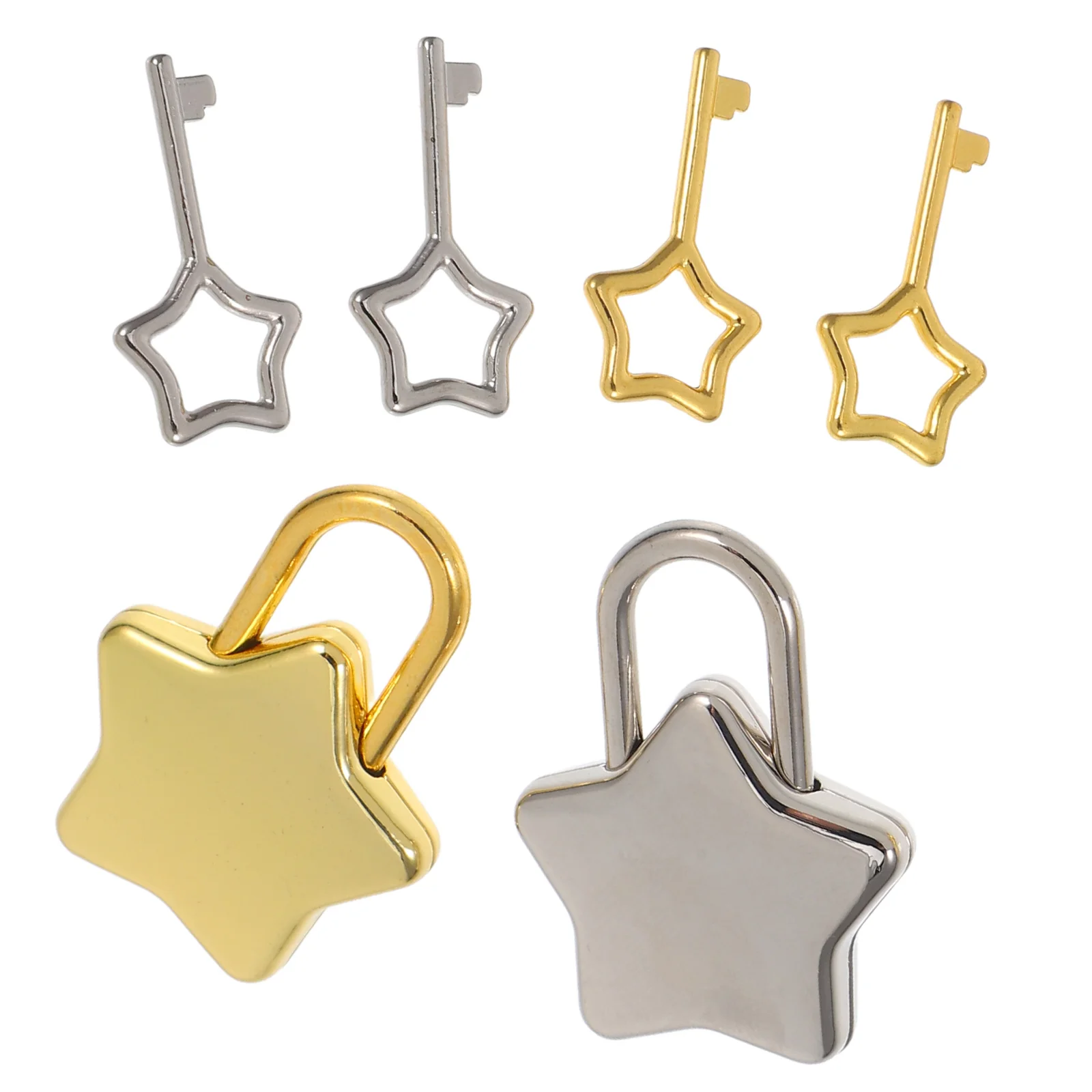 

2Pcs Star Shaped Padlock Mini Lock for Travel Luggage Diary Book Security Lock Small Padlock Wedding Padlocks Metal Keys Locks