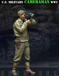 1/35 Scale Resin Figure Model Kit WWII Military Hobby Miniature Toy U.S. Military Cameraman Self-Assembled Unpainted