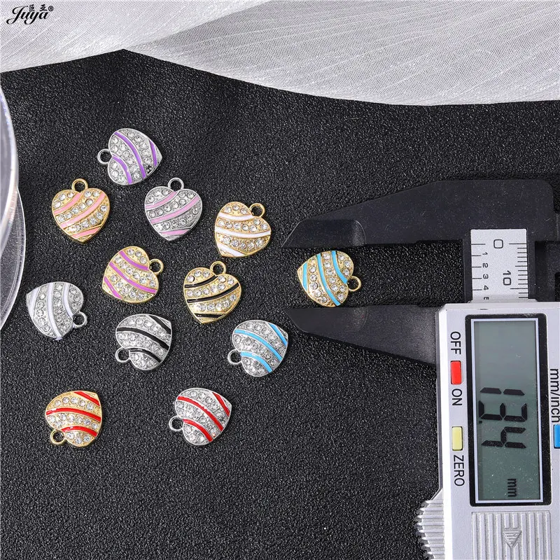 10 teile/los Kristall Emaille Sweet Heart Charm Anhänger für DIY handgemachte Ohrringe Schmuck machen Ergebnisse liefert Zubehör – Detail 6