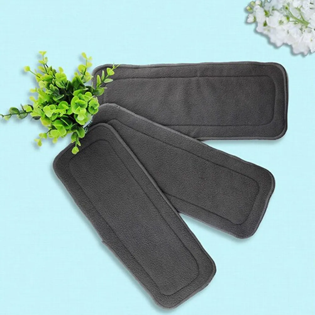 6Pcs Bamboo Charcoal Diaper Inserts Washable Multi-Layer Reusable Cloth Diapers for Newborn Black Baby Diaper Liners