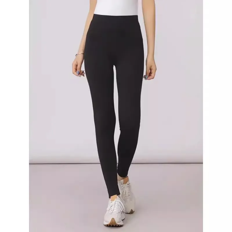 

High Waist Fce Lined Yoga Pants Women's Outerwear Autumn Winter Faion Slimming Base Layer Pants Casual High Waist Trousers