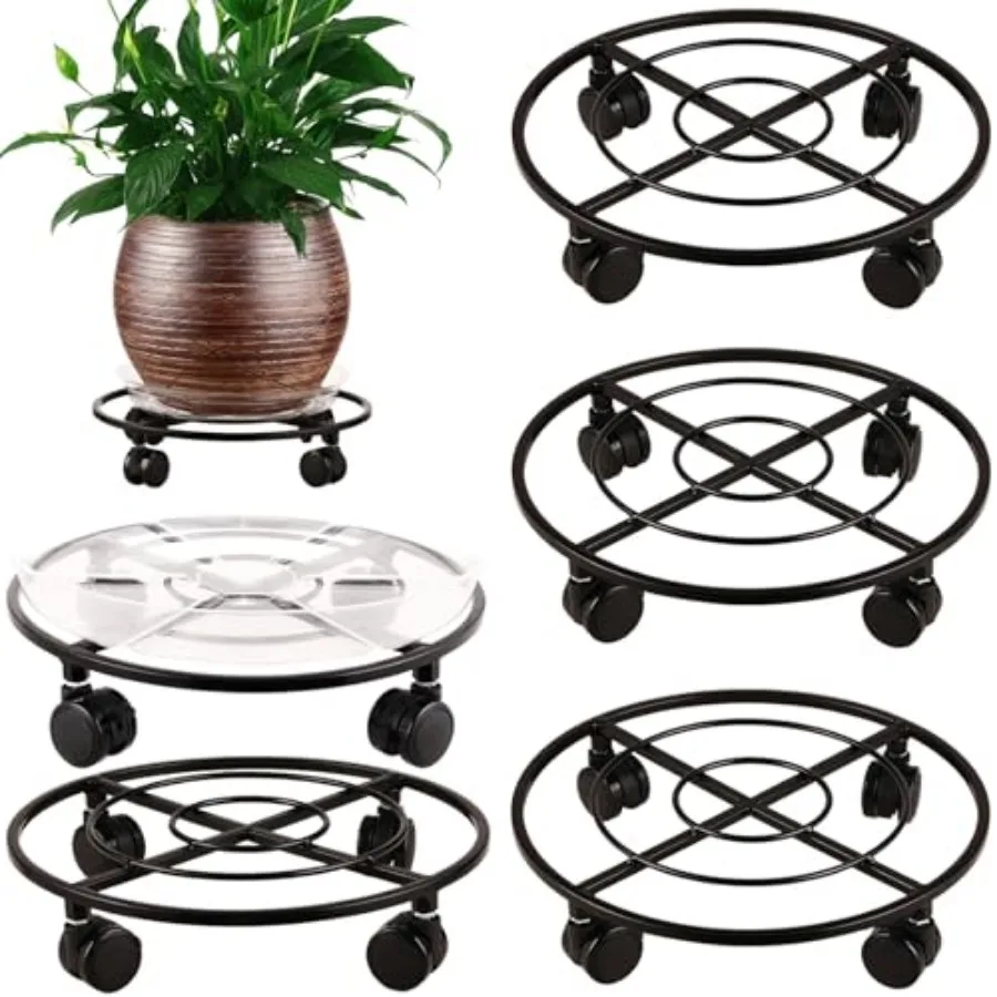 

Большие металлические подставки для растений 1 дюйм. Усиленная тележка для растений с полиуретановыми колесами, кованая подставка для растений на колесиках, для использования в помещении и на улице