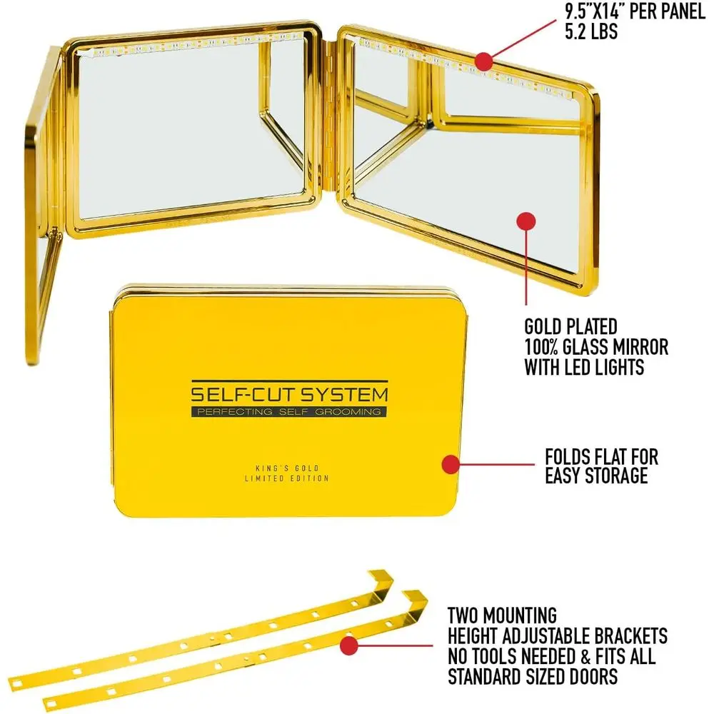 Miroir réglable lumineux à 3 voies pour la coupe de cheveux avec application éducative incluse