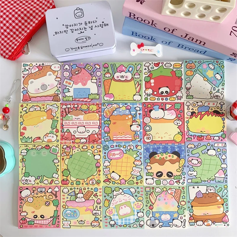 2pcs Kawaii Loose-Leaf Sticker Notebook with 50pages Ins Style Cartoon Memo for Girls Portable Word Book Pad School Stationery