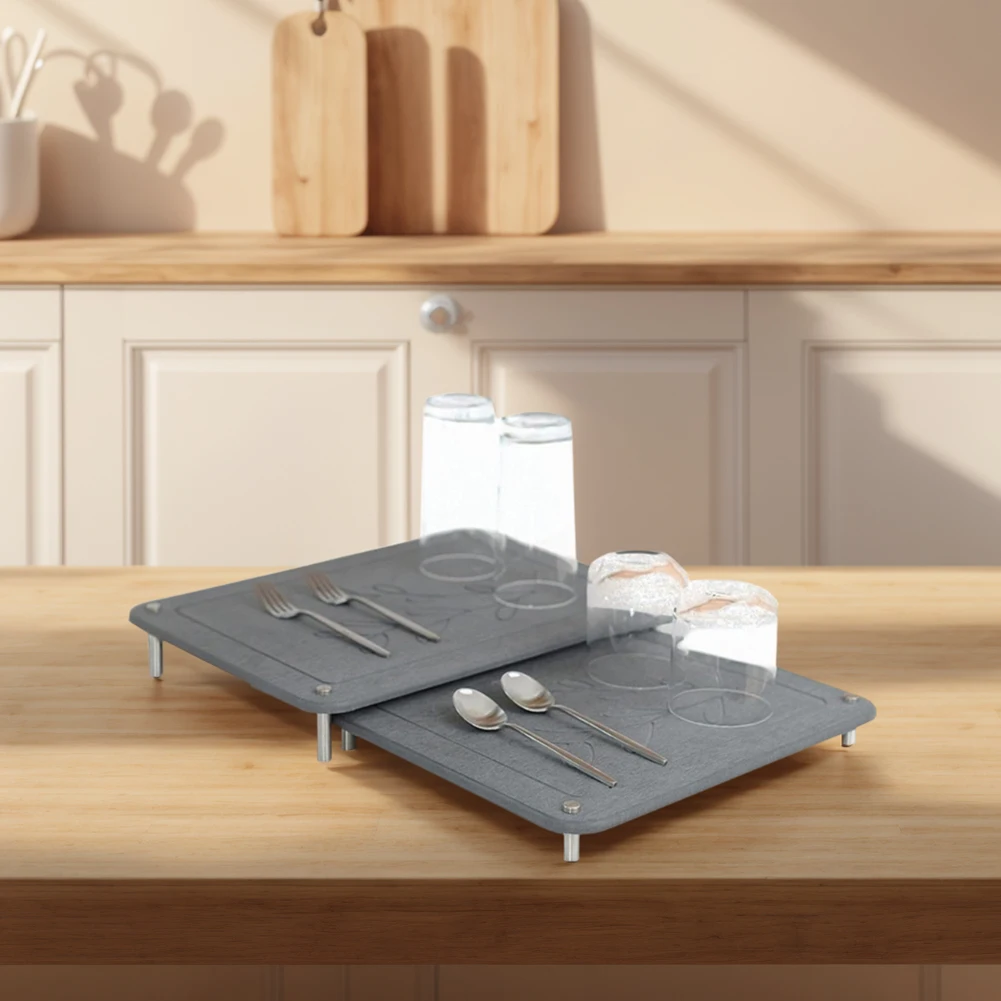 

2Pcs Super Absorbent Dish Mats Ultra Absorbent Diatomaceous Earth Mat Water Absorbent Dish Drying Mats for Kitchen Countertop