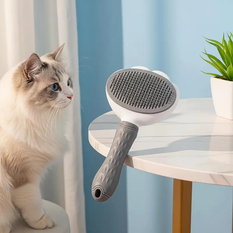 Brosse autonettoyante à poils doux pour animaux de compagnie, peigne de toilettage doux et sûr pour la peau sensible des chiens et des chats