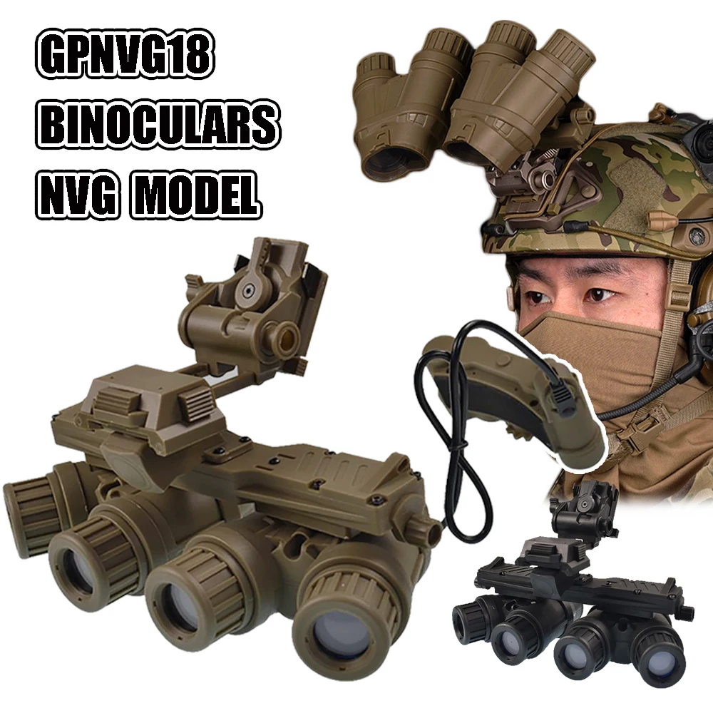 

Tactical Binocular GPNVG 18 Night Vision Goggles Model with Night Vision Mount No Function Cosplay Prop for Helmet NVG Mount