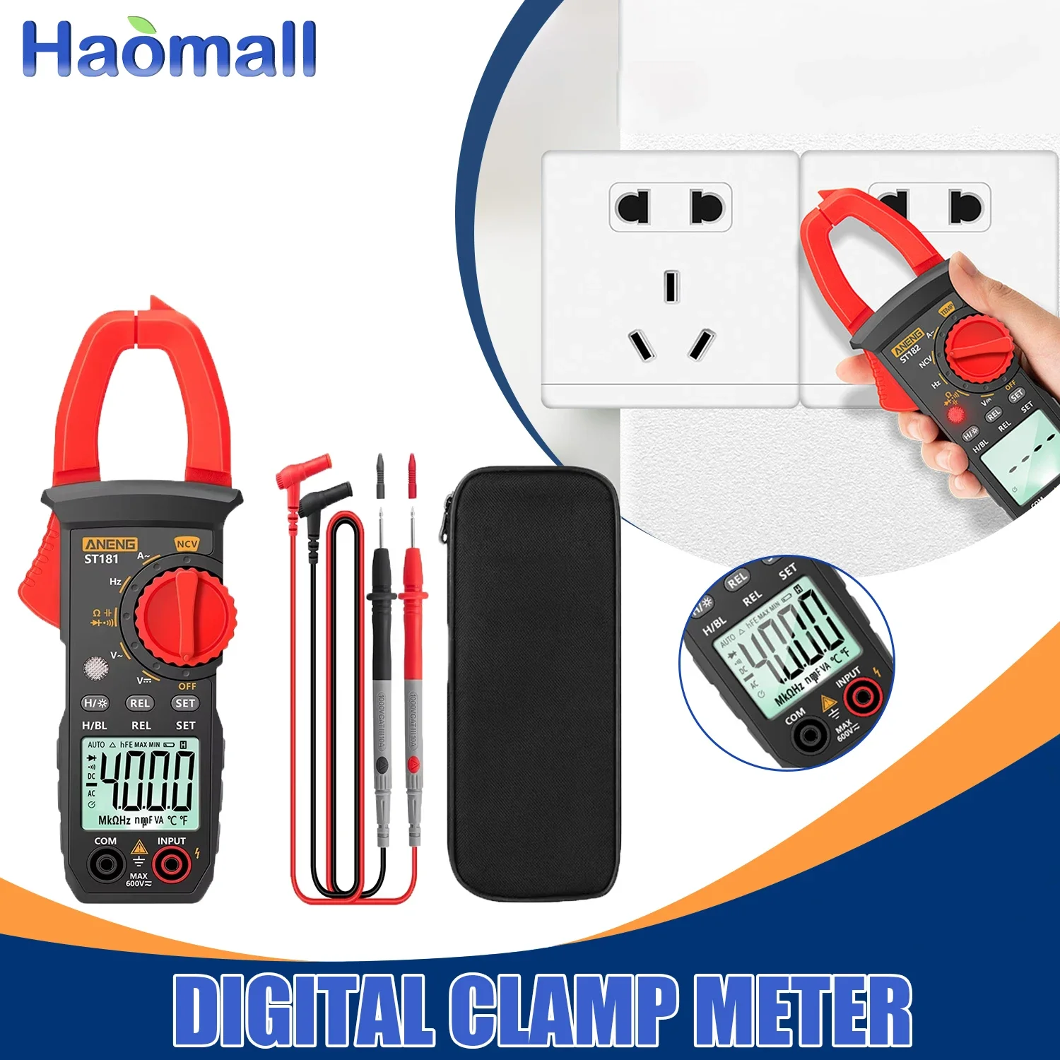 

Counts Digital Clamp Meter DC/AC Current 4000 Multimeter Ammeter Voltage Tester Car Amp Hz Capacitance NCV Ohm Tool