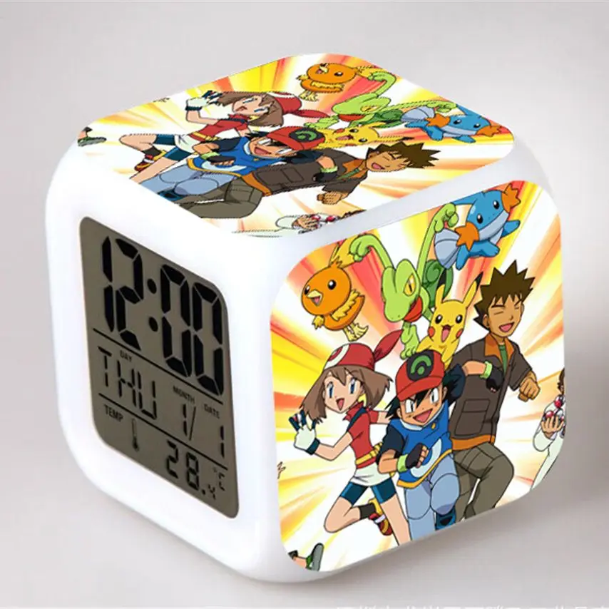 Anime Pokemon sveglie Pikachu Bulbasaur Charmander Charizard Squirtle Psyduck Gengar Eevee Mewtwo Clock Figure Toys Doll