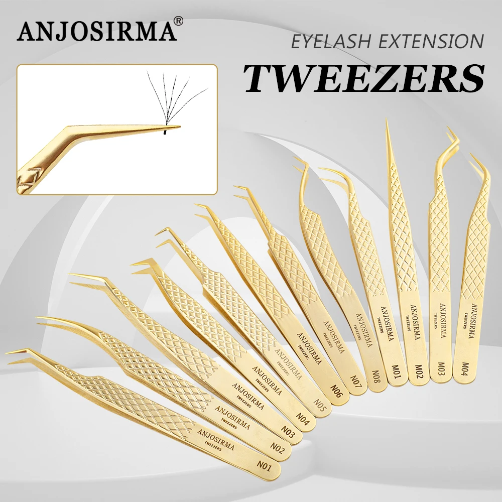 ANJOSIRMA High-Quality New Style stainless steel tweezers for eyelash extension, 3d precise clip, makeup accessories,anti-static