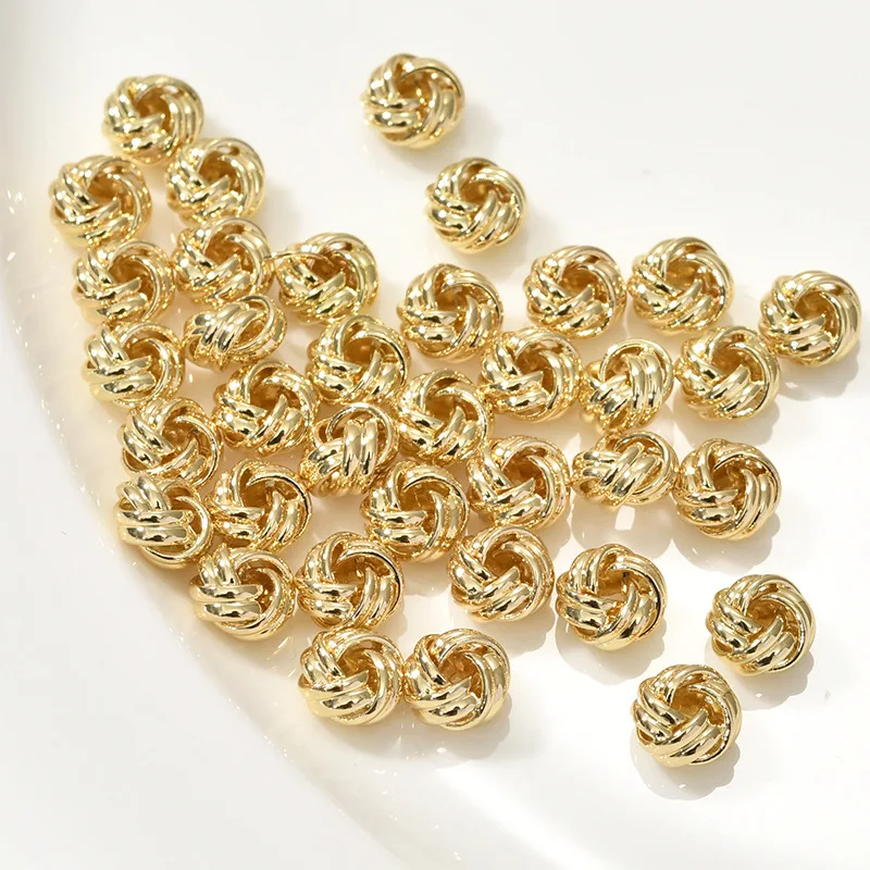 

5pcs 14K Gold Plated Brass Weaving Knot Spacer Beads Loose for DIY Bracelets Necklaces Earrings Jewelry Making Craft Making