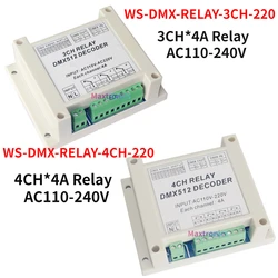 NEW AC110-220V LED Controller DMX512 Relays Decoder RGB Led Strip Lights DMX-RELAY-3CH/4CH-220 Use For Led Strip Lamps