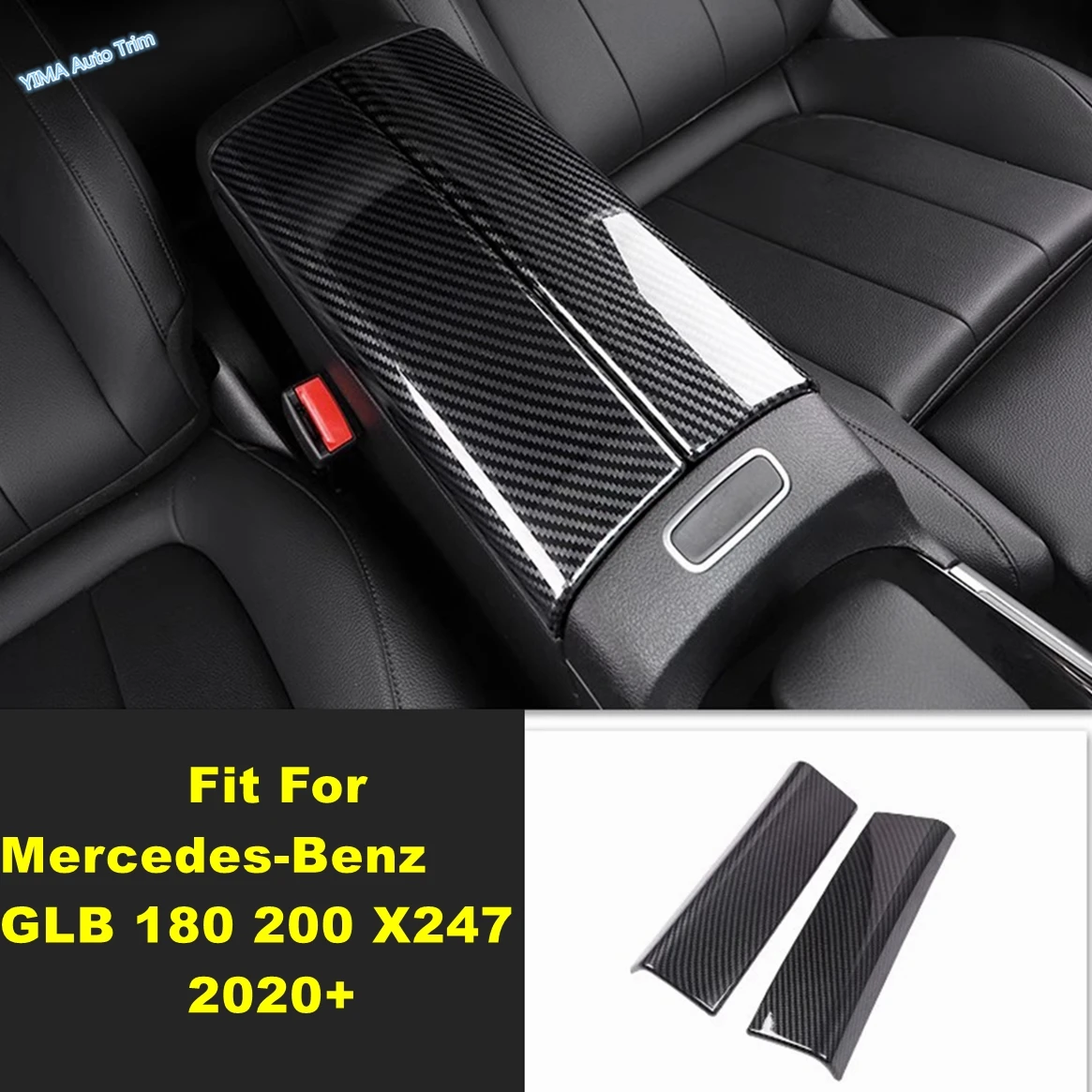 

ABS Center Console Armrest Box Panel Sequins Cover Trim For Mercedes-Benz GLB 180 200 X247 2020 - 2024 Carbon Fiber Accessories