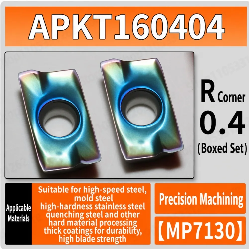 10pcs APKT160404  Carbide Milling Insert R0.4 Thick Coating Hardened Steel Finishing for Mold Steel High-Hardness Stainless