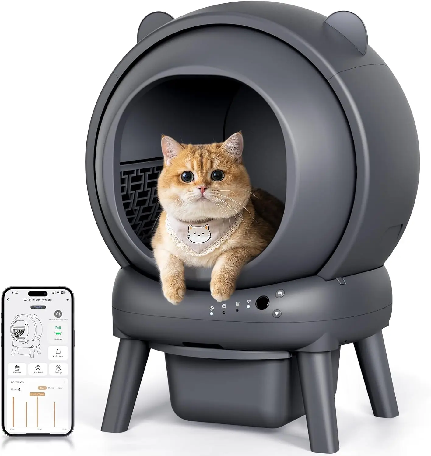 Automatic Self Cleaning Litter Box, App Control with Safety Sensors