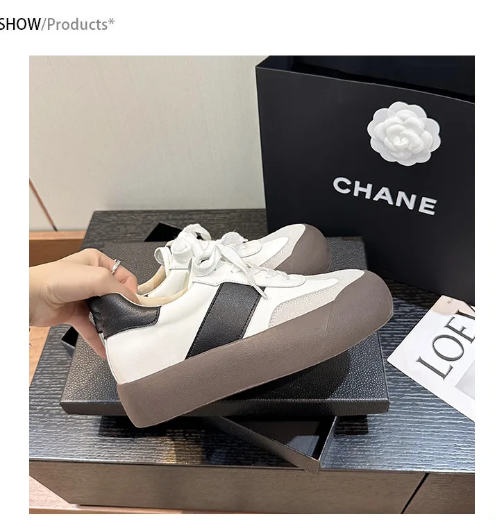 Туфли для отдыха на внутренней подкладке, немецкие тренировочные туфли, новинка осень 202, туфли из натуральной кожи на толстой подошве, маленькие белые туфли