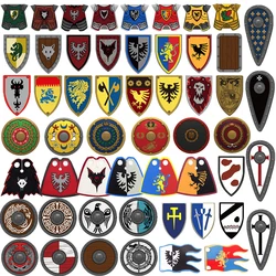 MOC Medieval Building Blocks Castle Knight Figures Flag Armor Cloak Ancient Holy Rome Soldier Accessories Bricks Toys Kids Gift