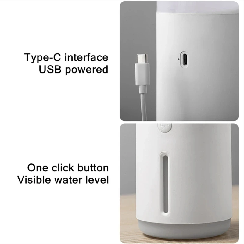 Smoke Ring Air Humidifier USB Ultrasonic  Maker 360ML Small Household Office Heavy Fog Sprayer Car Purifier with Night Light