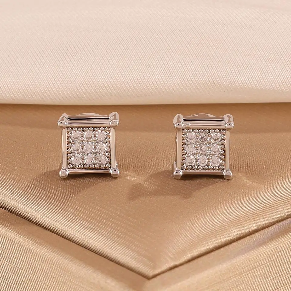 ZAKOL Glänzender CZ-Magnet-Ohrclip, quadratisch, rund, ohne Piercing, Ohrstecker, Punk-Party-Schmuck, Geschenk, Unisex, für Männer und Frauen – Detail 15
