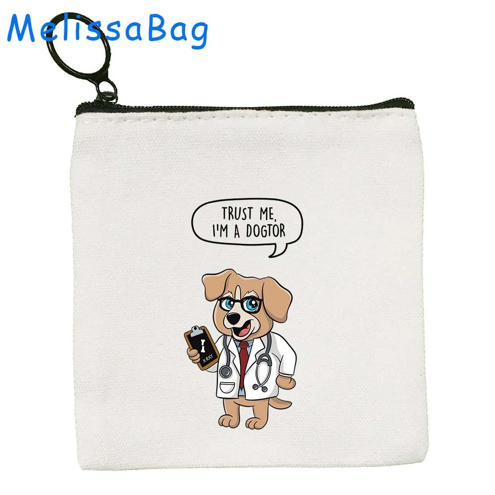 Nurse Doctor Medical Funny Printed Cute Gifts Paramedic Medicine Canvas Coin Purse Key Case Card Storage Bag Wallet Zipper Pouch