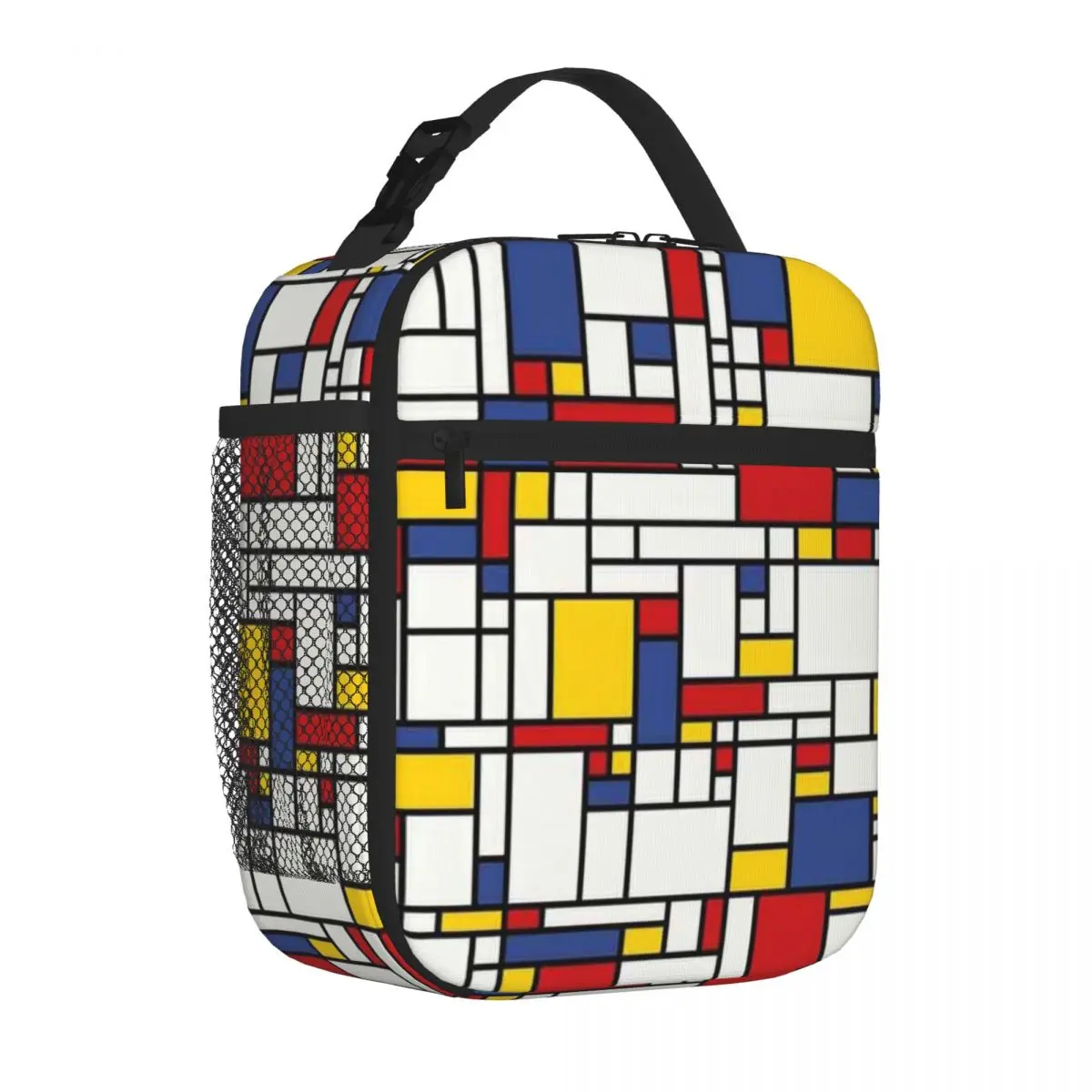 Bestselling Piet Mondrian Abstract Pop Art 1960s Red Blue Yellow Rectangles Casual  Bag Cycling Trip Adjustable Strap Lunch Bag