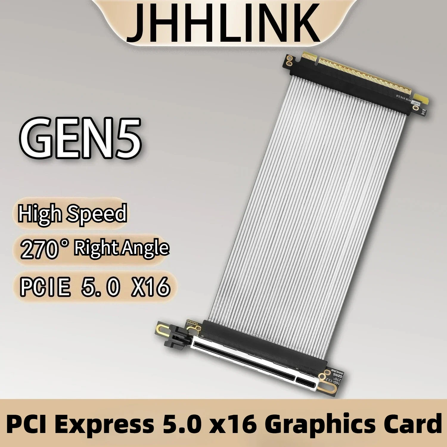 PHANTEKS 217E PCIE 5.0 X16 Riser Cable- NZXT H1 270° Reverse Right Angle Silver-Plated Cable GEN 5 64GB/S PC GPU Extension Cable