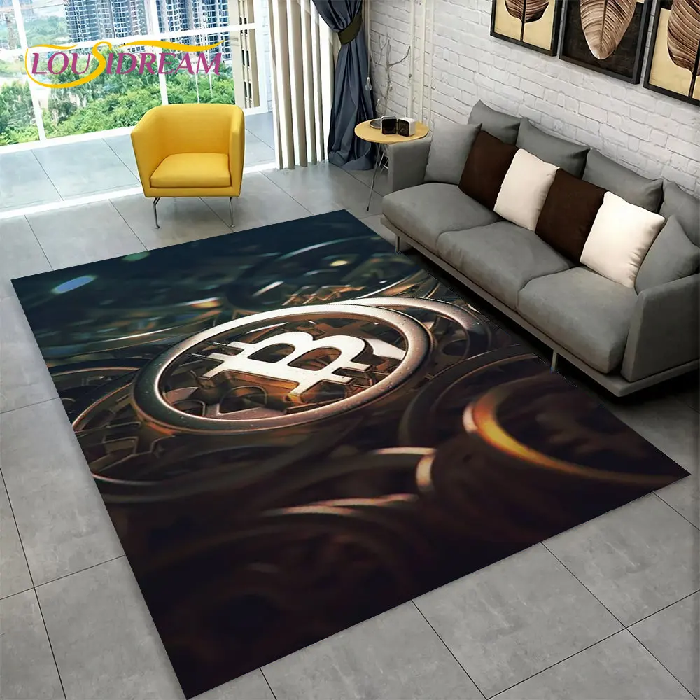 3D ビットコイン仮想通貨エリアラグ L、リビングルーム、ベッドルーム、ソファ、プレイルームのドアマット装飾用カーペットラグ、子供用滑り止めフロアマット  - AliExpress