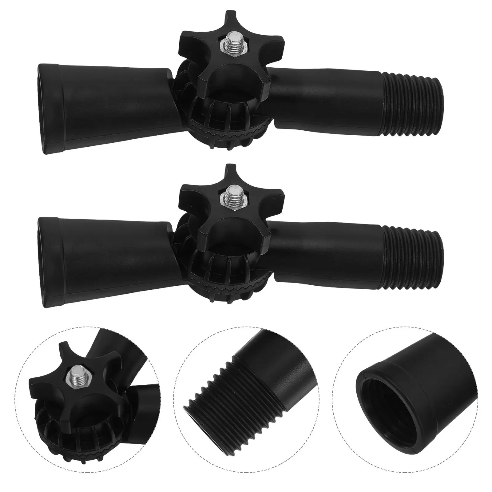 2Pcs Threaded Extension Pole Angle Adapter Rotatable Connector for Mop Paint Roller Rod Duster Pole Attachment 1.8cm Diameter