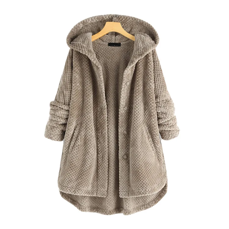 Women's Winter Double Faced Velvet Hooded Coat Fashion Female Medium Length Warm Jacket Coat For Women Outwear Tops Female