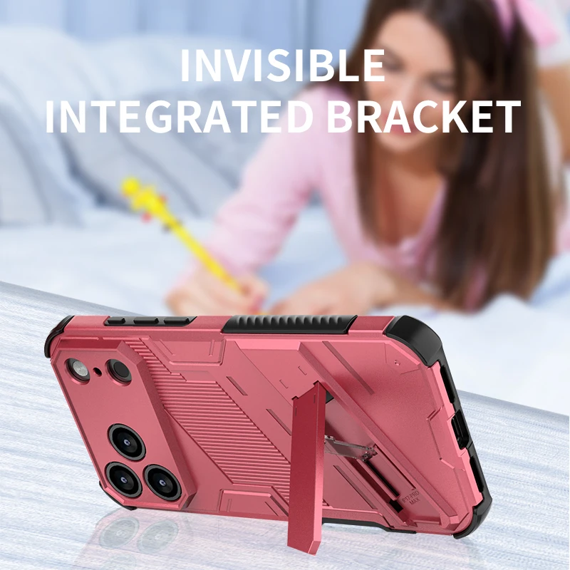 아이폰 에어, 17 프로, 17 프로 맥스 케이스 ELVEV 펑크 스타일 충격 방지 견고한 아머 브래킷 폰 커버