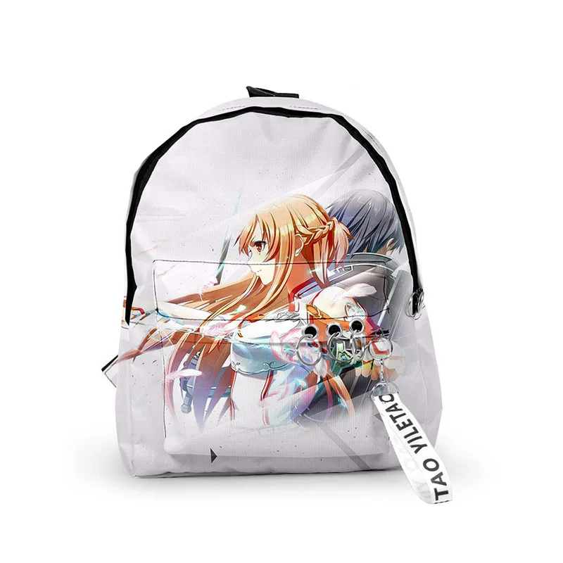Classic Anime Sword Art Online Backpacks Boys/Girls pupil School Bags 3D Print Keychains Oxford Waterproof Cute Small Backpacks
