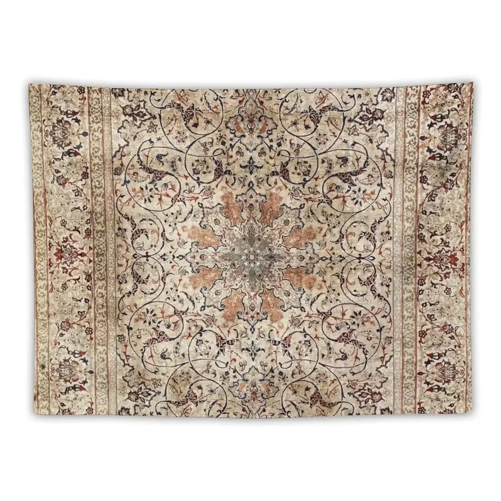 Silk Esfahan Persian Carpet Print Tapestry Decor For Room Japanese Room Decor Tapestry