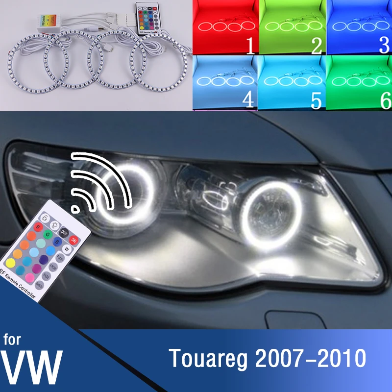 

Car Angel Eyes Rings Led Car Headlight Daytime Running Light for Volkswagen VW Touareg 2007-2010 RGB multi-color Remote Control