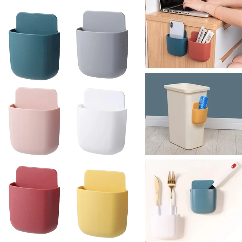 

Wall Mounted Storage Box Mobile Phone Plug Holder Stand Rack Remote Control Storage Organizer Case Conditioner TV Organizer