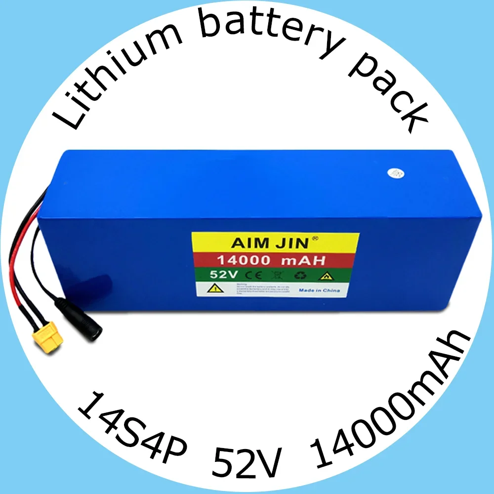 

14AH High Capacity Rechargeable Li-ion Battery Pack 14S4P 52V for 1500W Electric Bike Scooter Balance Car Toy Built-in BMS