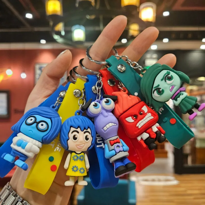 Disney Inside Out 2 Kids Anime Cute Keyring Boy Cartoon PVC Keychain Girl Creative Pendant Children Fashion Jewelry Accessories