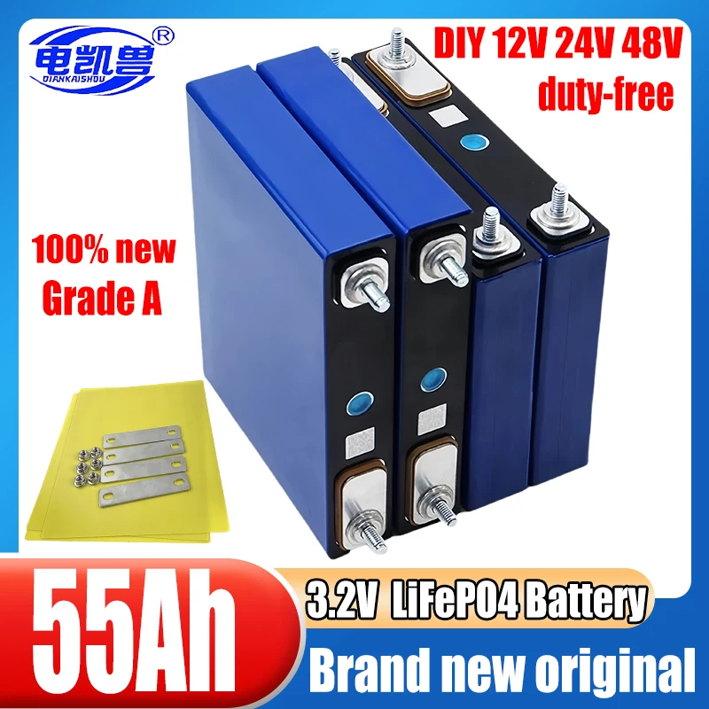 

3.2v 55ah Grade A LiFePO4 battery Lithium iron phosphate batteries for 12V 24V 3C Motorcycle Car Motor Modification Duty-free AA